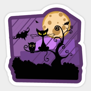 Halloween night with a CAT Sticker